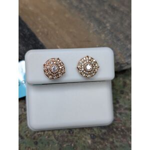 Sterling Silver Moissanite Halo Stud Earrings – 0.34 CTW – VVSD – Screwbacks
